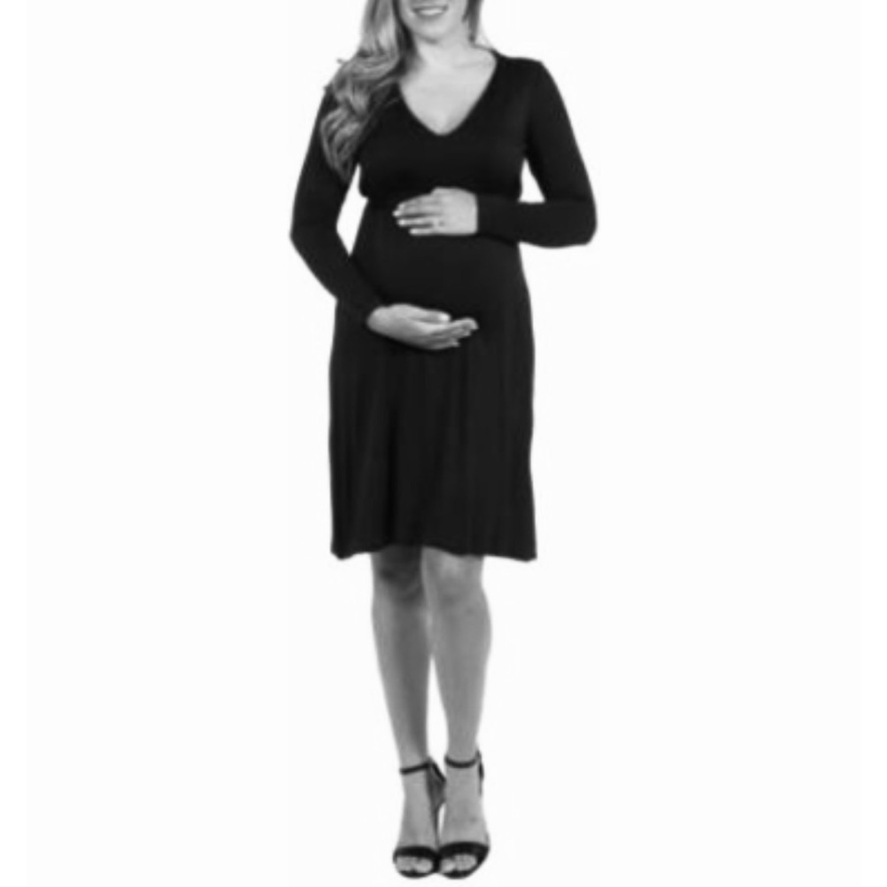 LIZ LANGE Maternity LBD A Line Tea Length Black 🏆